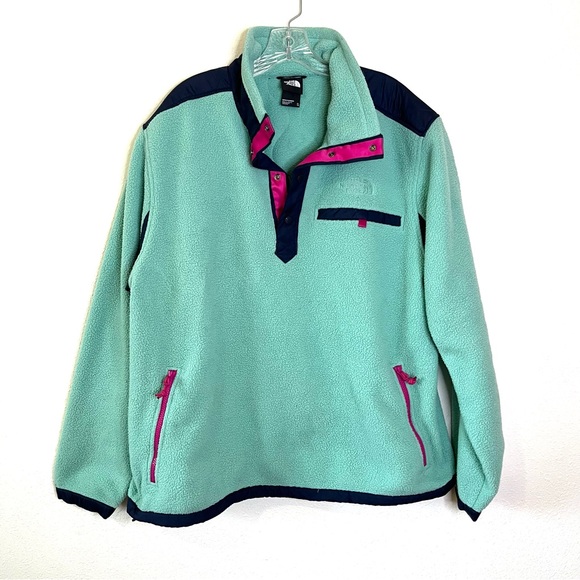 The North Face 1/4 snap Fleece Pullover sz XL men’s long sleeve mint green blue - Picture 1 of 6